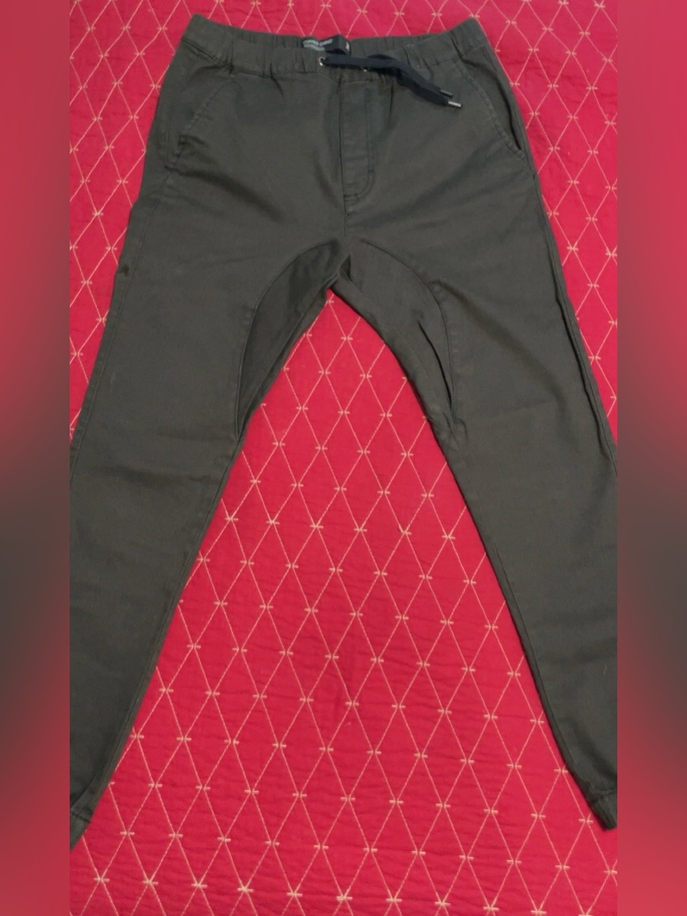 Cotton On Men's Dark Charcoal Drawstring Chinos